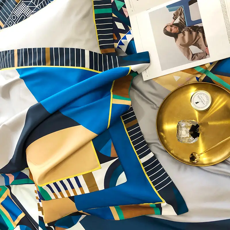 

Digital printing Bedding set Egyptian Cotton Premium Luxury Soft Bed set Duvet Cover Bed Sheet set 4Pcs King Queen size