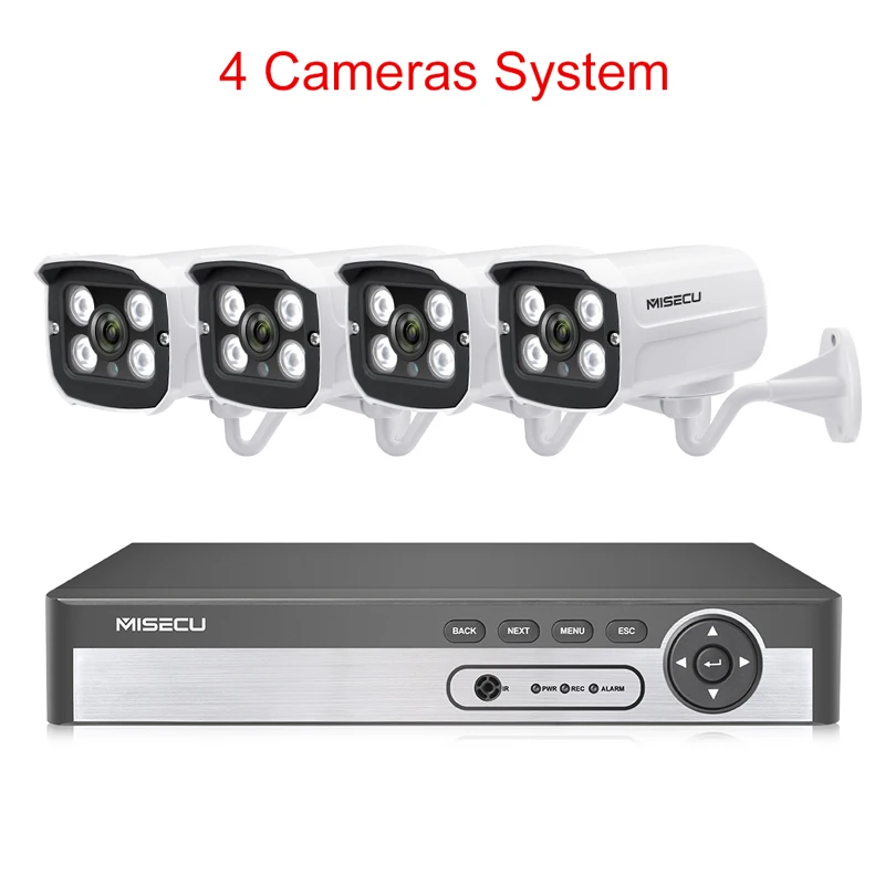 MISECU 8CH 2MP POE NVR 1080 P камера комплект Открытый 1080 P PoE ip-камера аудио запись Onvif FTP CCTV система комплект видеонаблюдения - Цвет: 8CH NVR AND 4 CAMERA