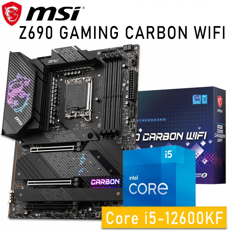 

LGA 1700 MSI MPG Z690 CARBON WIFI With Intel 12th-Gen i5 12600KF Motherboard Combo i5 DDR5 Intel Z690 Gaming Placa-mãe 1700 New