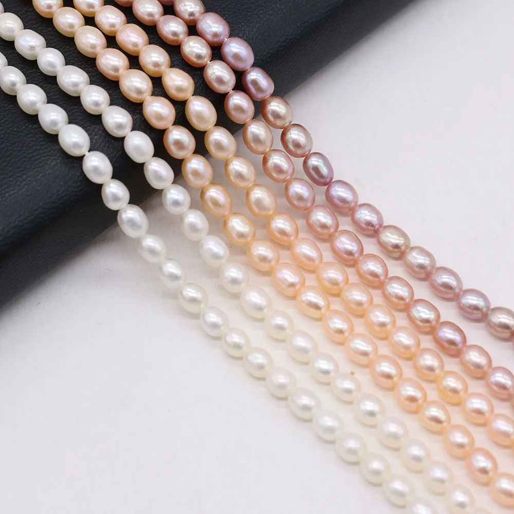 

Hot Selling Natural Freshwater Pearl Rice-shaped Beaded Creative Making DIY Boutique Fashion Charm Necklace Jewelry Gift 36cm