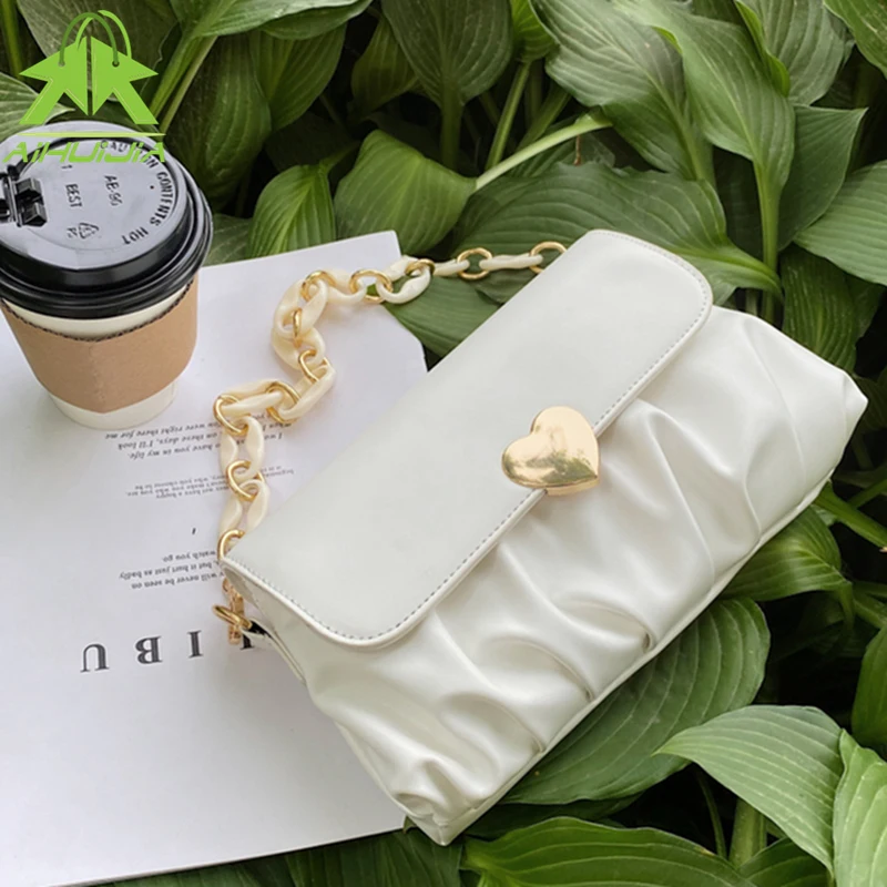 

Fashion Luxurious Woman Shoulder Bag PU Leather Casual Solid Color Messenger Bag 2021high Quality New Love Heart Lock Handbag