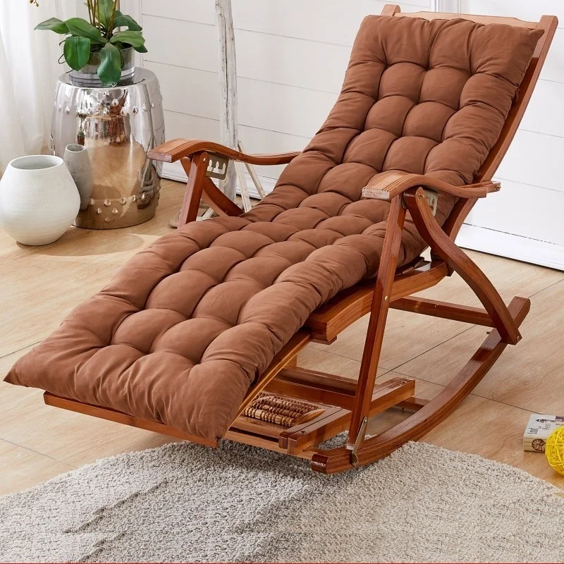 Siesta cadeira de balanço reclinável em bambu para casa, varanda, adulto, almoço, dobrável, casual, madeira, homem velho, cadeira feliz