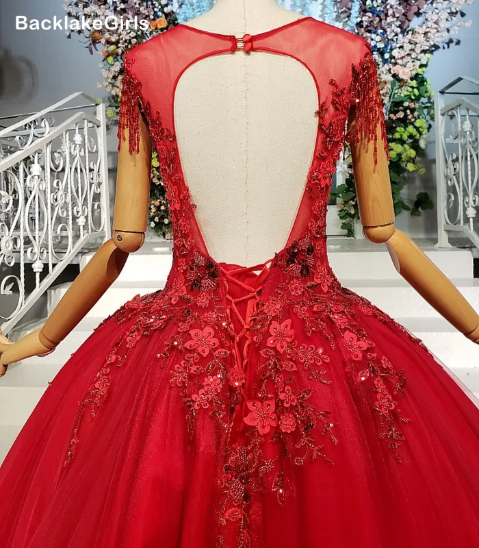 2020 Mariage Красные Свадебные платья с круглым вырезом и рукавами крылышками платье