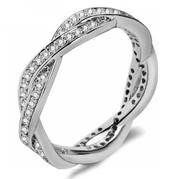 

Double Row Women's Zircon Ring Simple Jewelry Silver Plated Jewelry Mood Classic Girl Accessories
