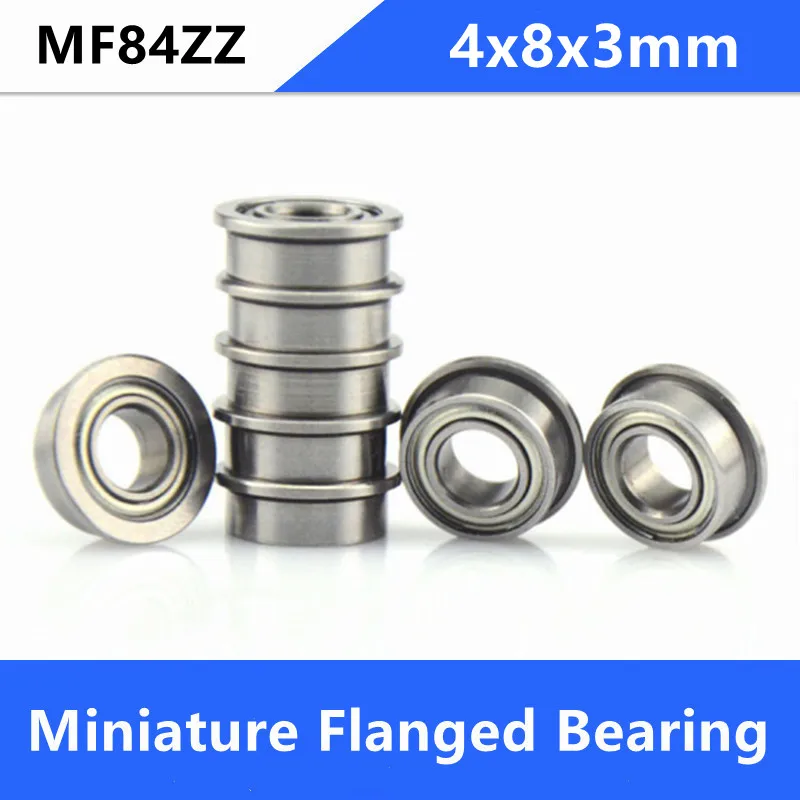 100/200pcs Flange bearing MF84ZZ MF84 ZZ Z 4x8x3 mm Shielded Miniature deep groove Ball Bearings Flanged 4*8*3mm