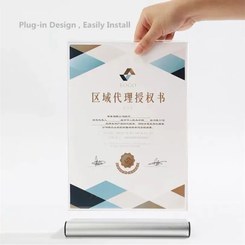A6 столика палатки and sign acrylic menu holdersclear держатель знака с alumnum база акриловая фоторамка