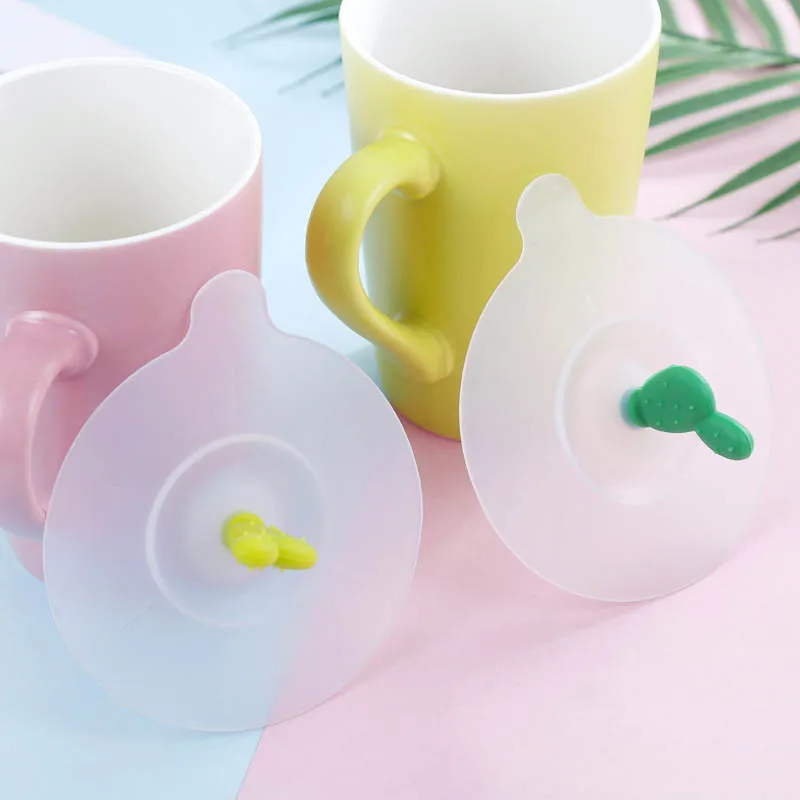 

Cactus Silicone Drinking Tea Cup Lid Leakage-proof Heat-resistant Diam 10cm Food Grade Cup Cover Reusable