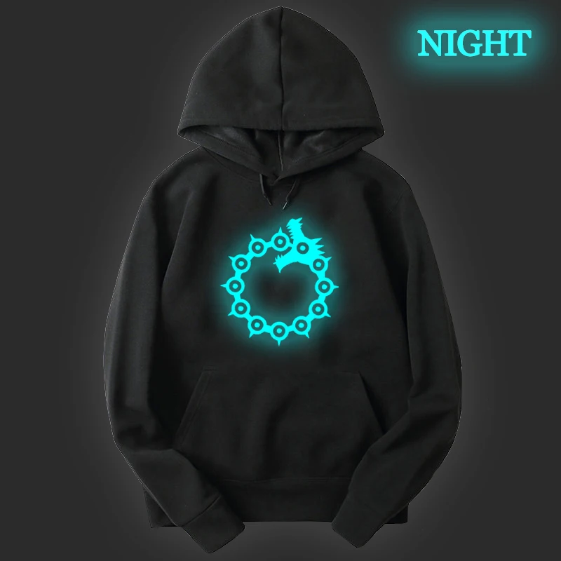 Светящаяся толстовка с капюшоном для мужчин женщин детей семи смертных грехов