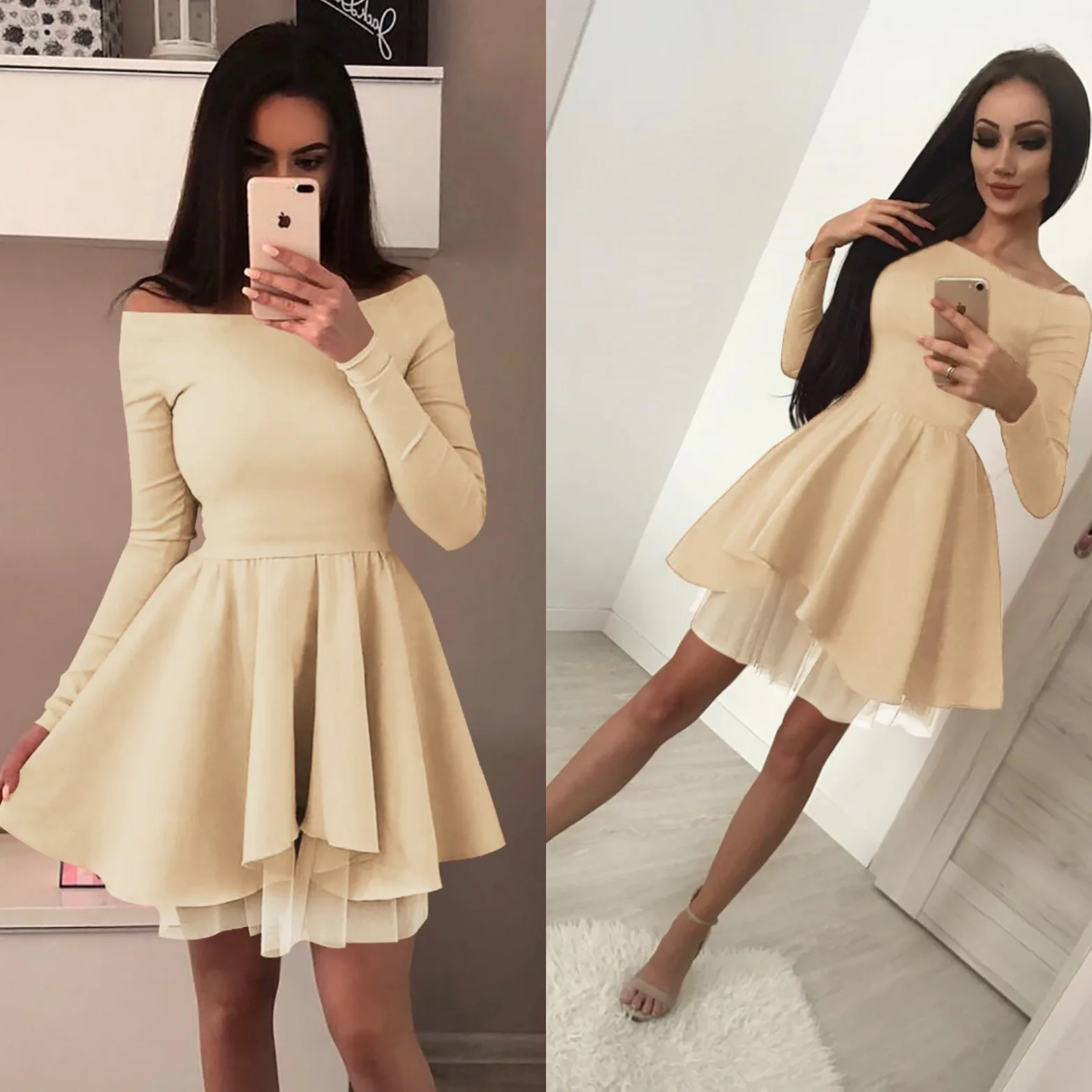 Женское модное кружевное платье с длинными рукавами, сексуальное однотонное платье принцессы с воротником красного и розового цвета, Vestoidos-85