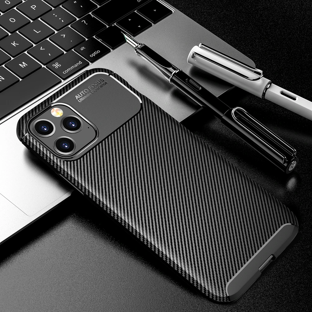 

For Apple iPhone X XR XS Max 12 11 Pro Max SE 2020 6 6s 8 7 Plus Cover Shockproof TPU Cover Carbon Fiber Silicone Phone Case