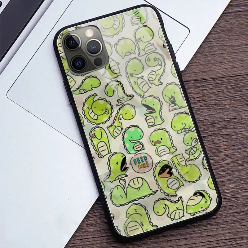 

Cute Dinosaur Phone Cases Tempered Glass For iPhone 12 Pro Max Mini 11 Pro XR XS MAX 8 X 7 6S 6 Plus SE 2020 case