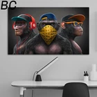 Постер с 3 обезьянами, классное граффити, уличное искусство, Картина на холсте, настенное искусство для гостиной, домашний декор, плакаты и принты, украшение на стену