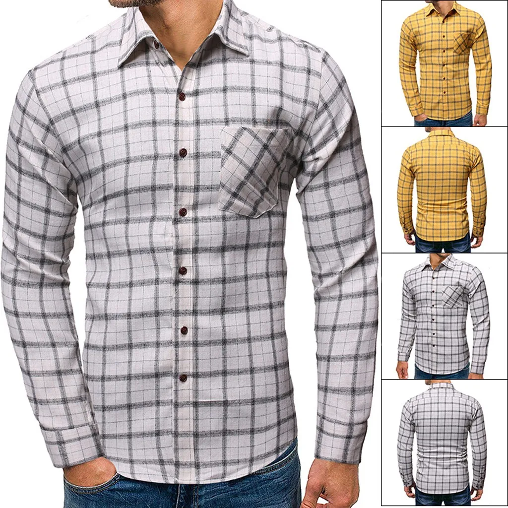 SAGACE высокое качество модная мужская повседневная клетчатая рубашка с длинными