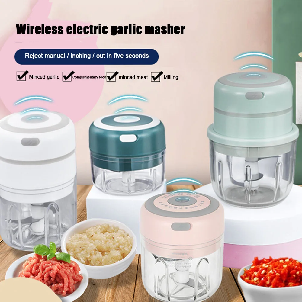 Electric Food Grinder Crusher Garlic Chopper USB Rechargeable Pepper Mashers Stirrer Puree Jam Kitchen Mini Processor |