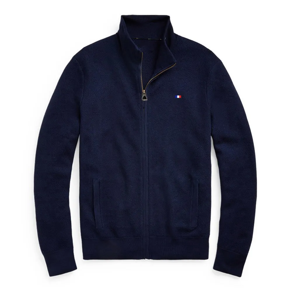 Осенне-зимний мужской свитер с вышивкой флага из 100% хлопка вязаный плотный