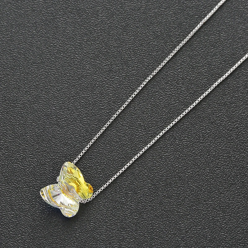 Original Crystals From Swarovski Butterfly Bead Pendant Necklace Simple Trendy Collars S925 Silver Fine Jewelry For Women Girls | Украшения