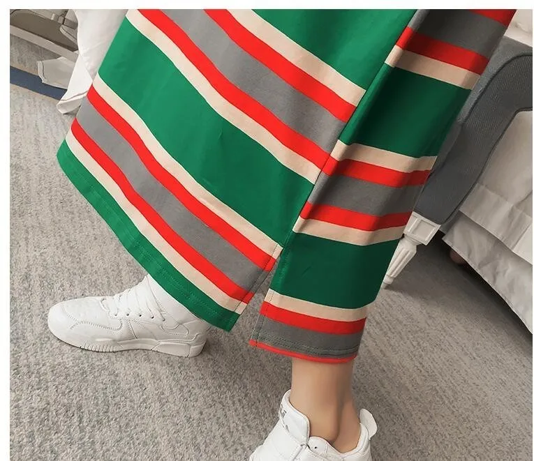 #4912 лето для девочек хлопковая футболка в полоску платье женщин с коротким