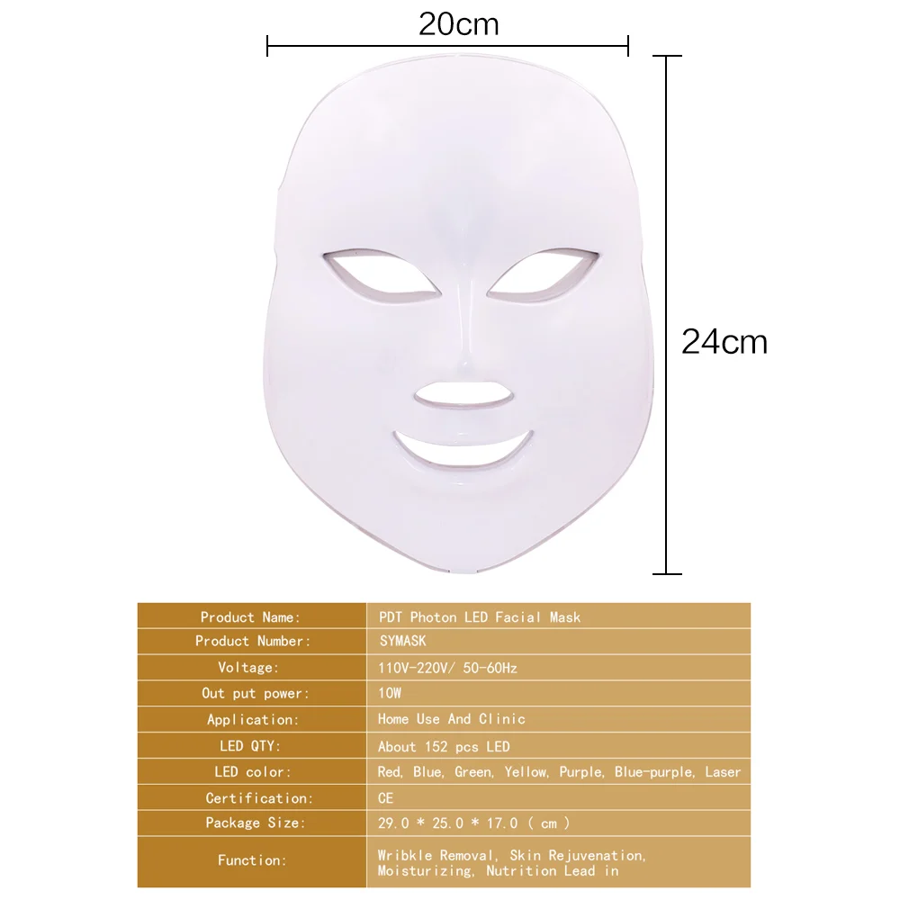 7 цветов светодиодный маска для лица красота омоложение кожи Фотон светильник