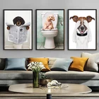 Картина на стену с изображением милой собаки, аниме плакат с мультяшным животным, сидя на фотографиях, Картина на холсте, декор для гостиной в эстетике