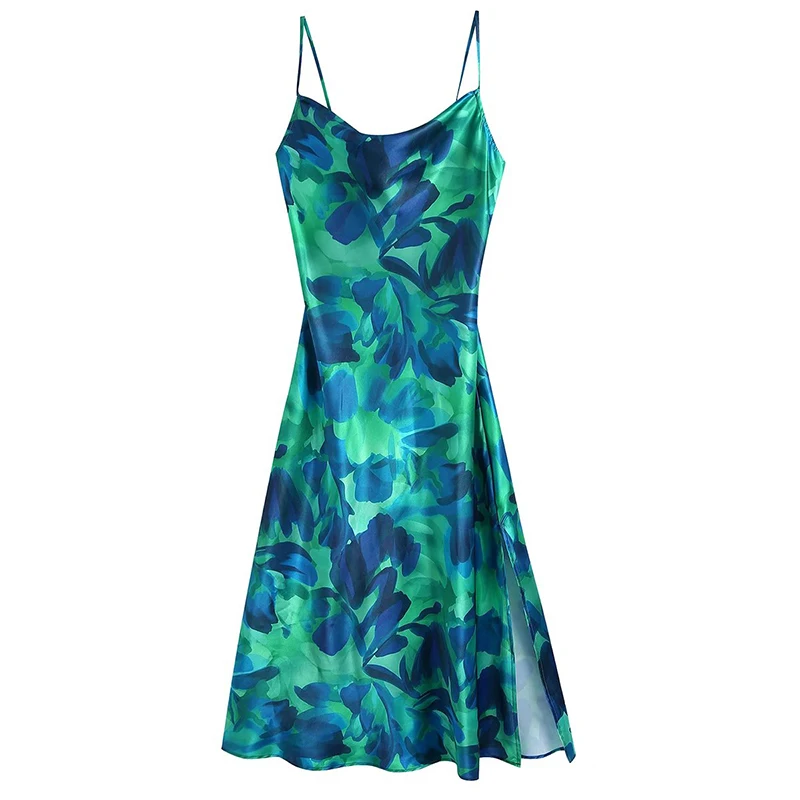 

Unizera 2021 Za женское осеннее Новое приталенное сексуальное платье на бретелях раздельный случайный стиль женское универсальное платье с принт...