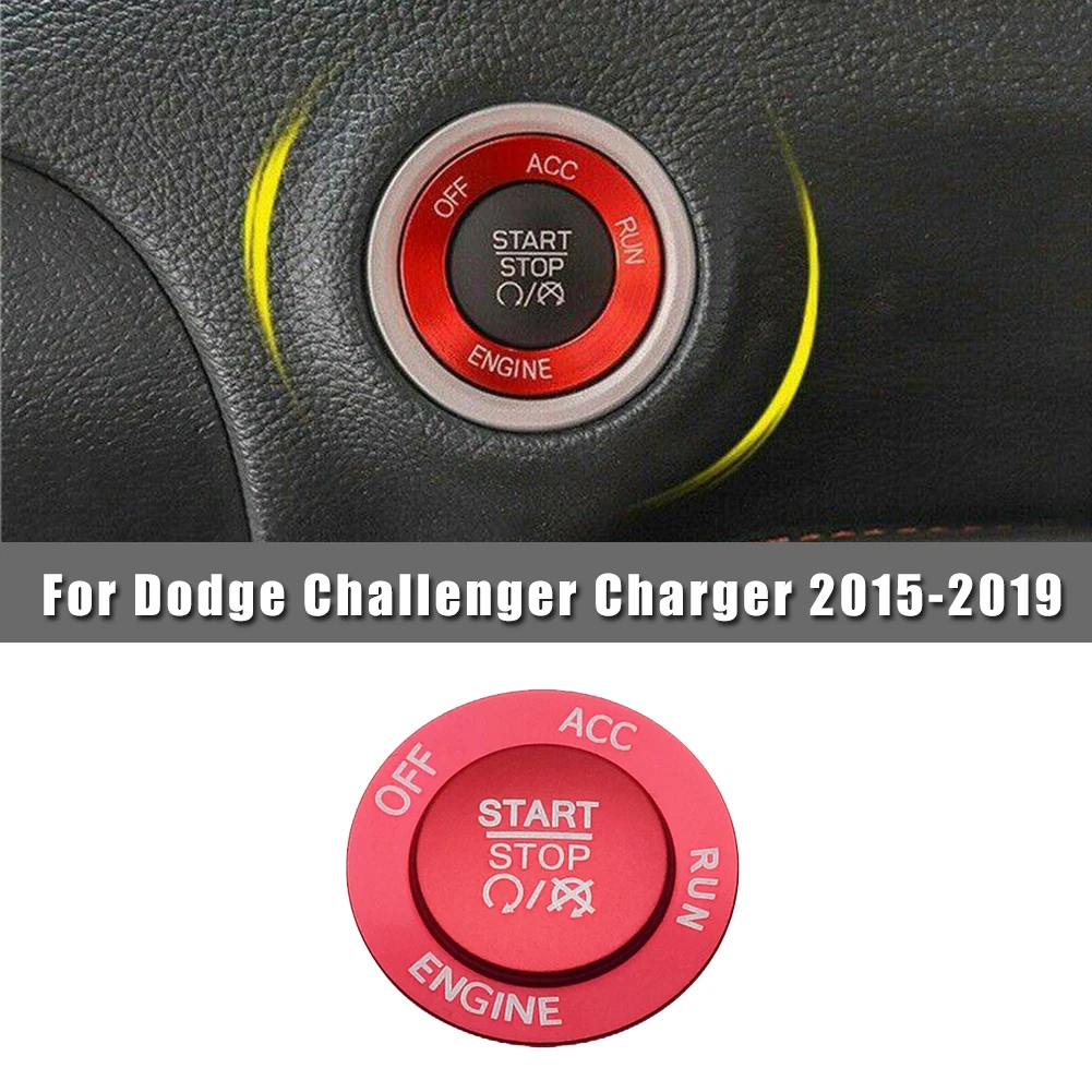 

2pcs/set Start Stop Button Cover Accessories For Dodge Charger 2015-2019 Parts Red Replacement