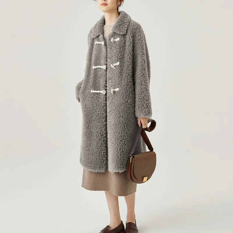2021 Winter Woman Faux Fur Coat  Warm Wool Fur Mid-length Jackets Women Loose Elegant Lapel OverCoat Thick Female Plush Coats