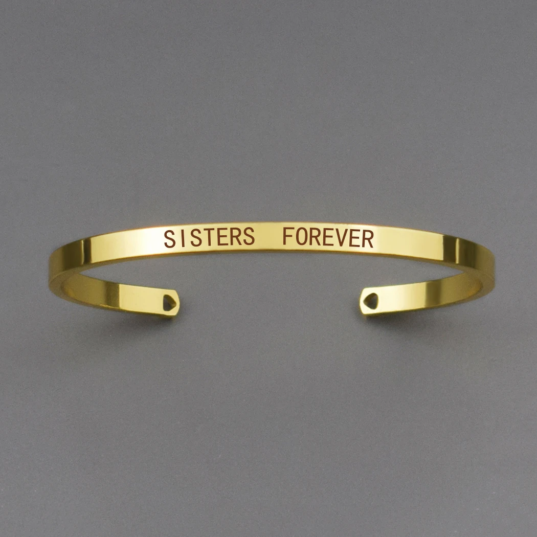 Модный простой браслет на запястье с гравировкой слов маленькая сестра Средняя