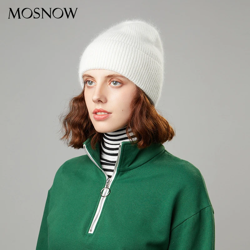 Вязаные шапки, зимние женские шапки, теплые шапки Skullies Beanies, высококачественные женские шапки из кроличьей шерсти, женская шапка