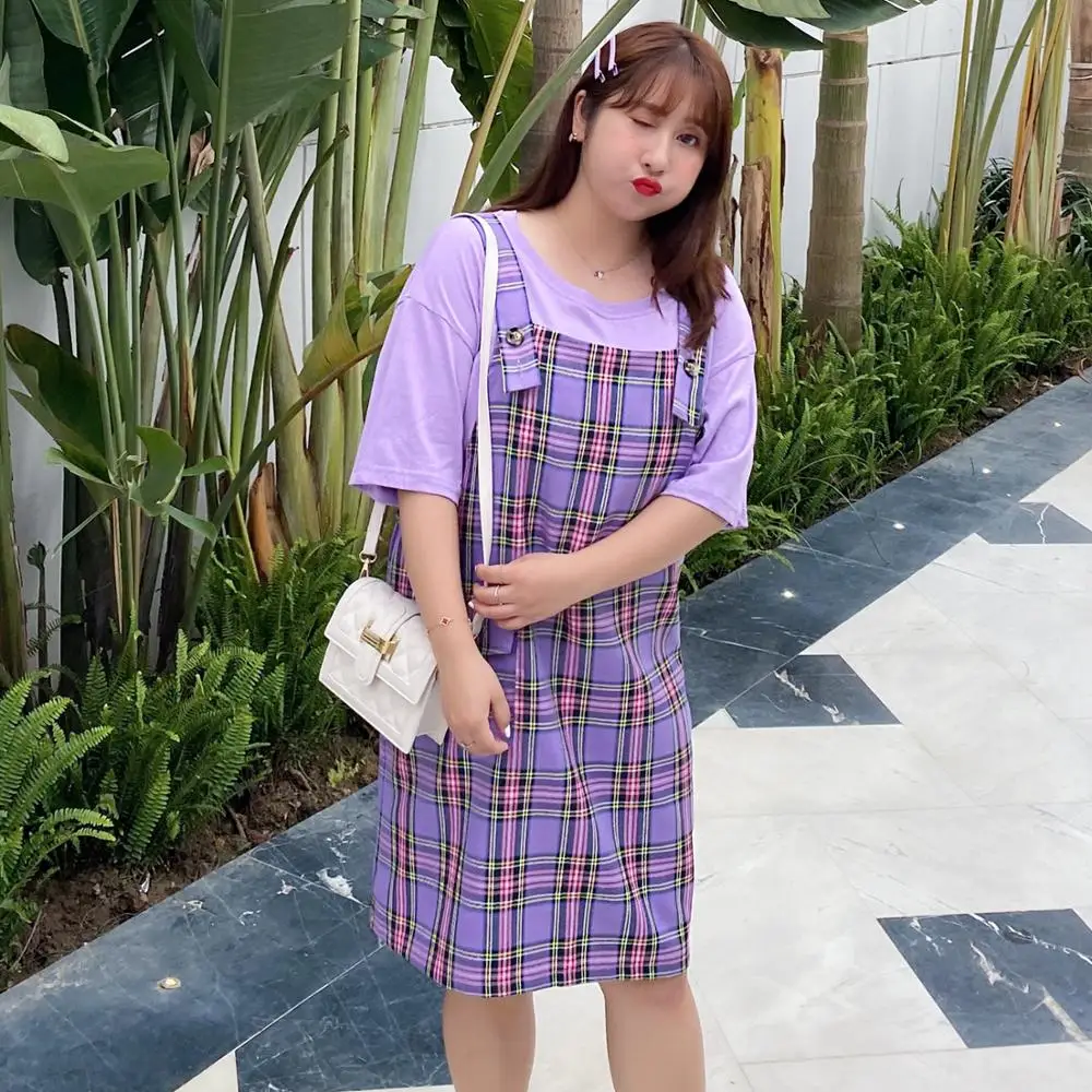 

Женское летнее клетчатое платье с карманом и ремешком, платье для путешествий размера плюс, Повседневное платье длиной до колена, 100 кг