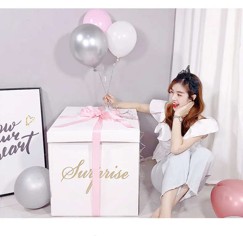 Tiktok Surprise Explosion Box Confession Balloon Proposal for a Girlfriend Birthday Cake Gift Flower | Дом и сад