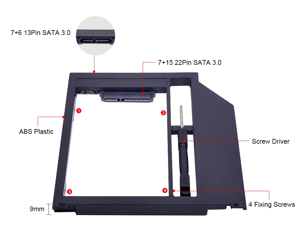 CHIPAL SATA 3 0 2nd HDD Caddy 9 мм 5 для SSD чехол HD корпус жесткого диска Macbook Pro 13 &quot15" 17