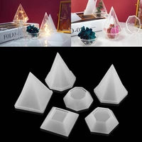 epoxy resin molds set hollow pyramid diamond shape storage box polyhedral cone silicone casting mold for diy jewelry decoration