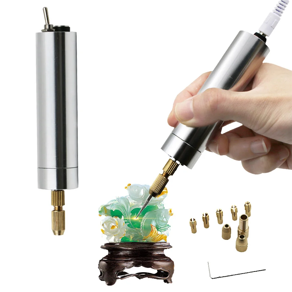 

Drilling Aluminum Alloy Carving Chisel Pen Set Polish With Chuck Accessories Durable DIY Electric Engraving Mini Miniature Tool