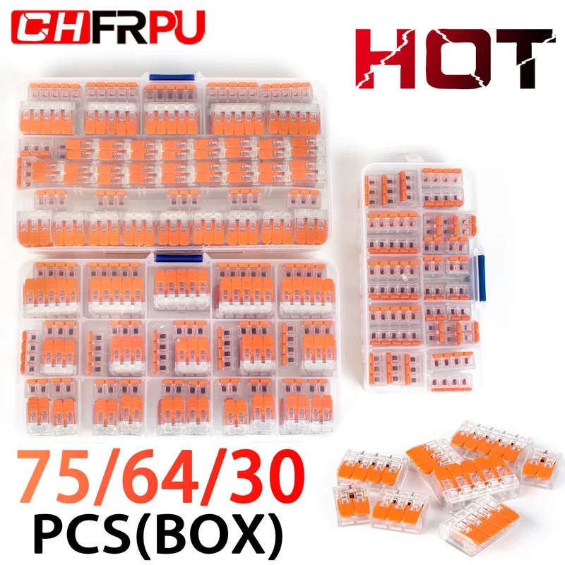 Миниатюрный компактный Штекерный клеммный блок в коробке 30/64/75 шт. оранжевый