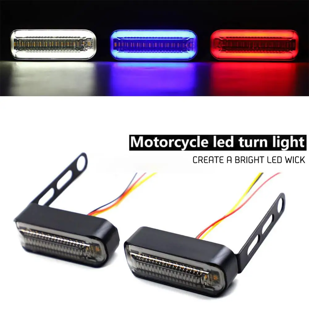 

2Pcs Motorcycle LED DRL Flowing Turn Signal Light Stop Signals Water Flasher 2 in 1 Blinker Tail Brake Lamp