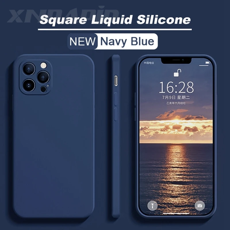 

Case For Apple iPhone 12 Pro Max Funda Official Square Liquid Silicone Cover Coque For iPhone11 13 11 X XS XR 6 6s 7 8 Plus Case