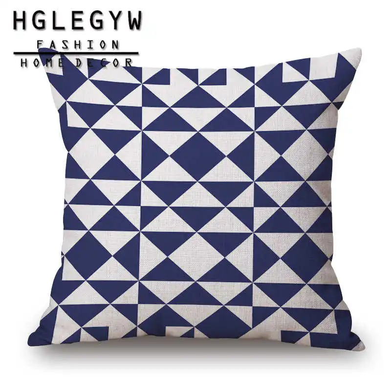 Розовая синяя Геометрическая полосатая наволочка хлопковая льняная с принтом