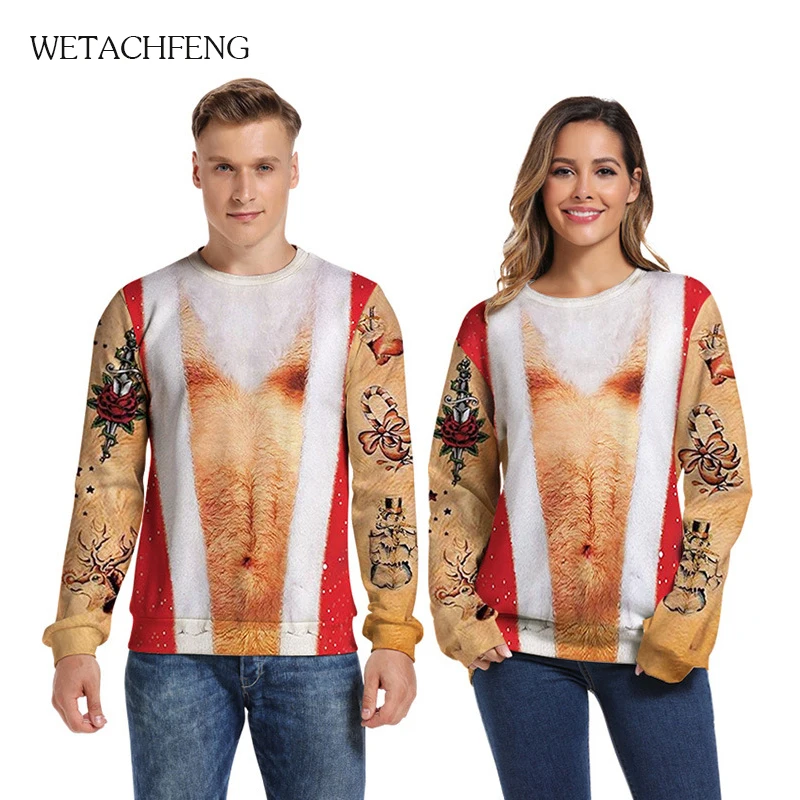 Уродливые Рождественские свитеры красного цвета с милой собачкой 3D одежды в