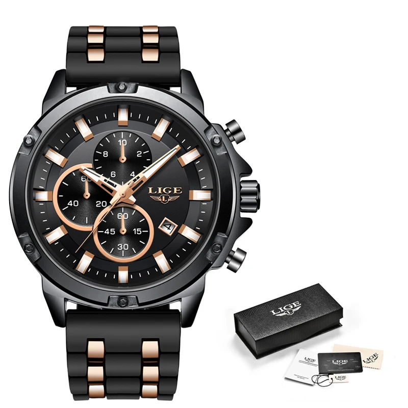 2020 New Watch Men Fashion Sport Clock LIGE Waterproof Quartz Mens Watches Top Brand Luxury Leather Relogio Masculino+Box | Наручные часы
