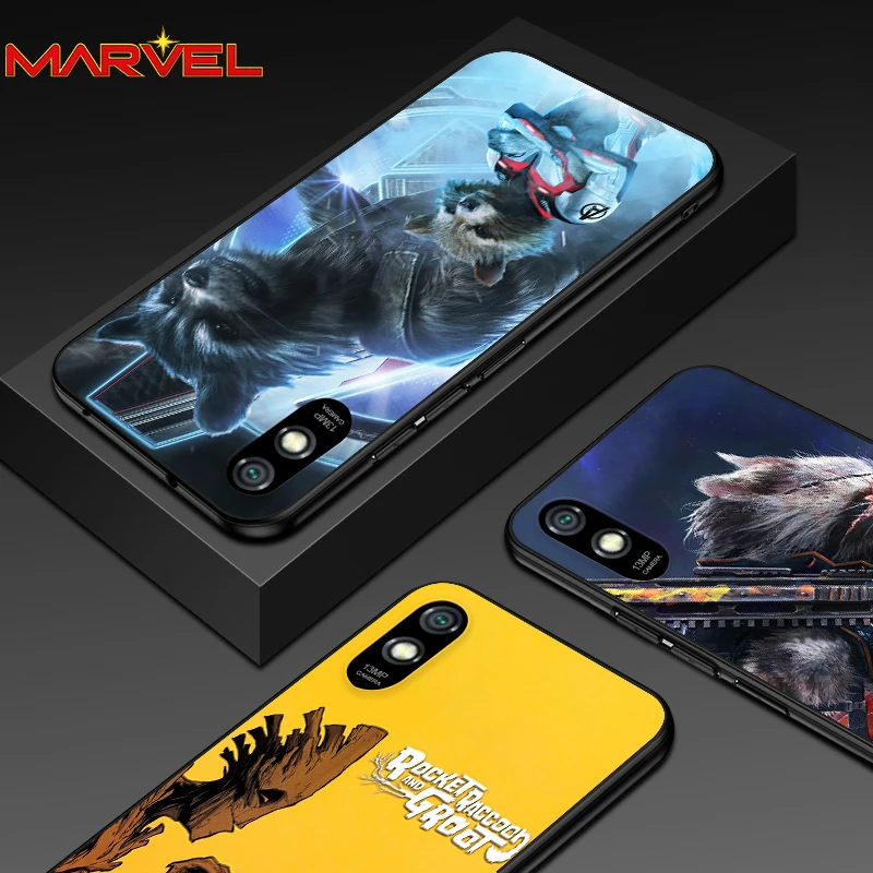 

Rocket Racoon Marvel cute for Xiaomi Redmi 10X Pro 9C 9A 9T 9 GO K40 K30 Ultra K20 8 7 S2 6 5 4X Pro Soft Black Phone Case