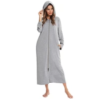 aamikast pajama zip up robe womens full length hooded sweatshirt for homewear with pockets