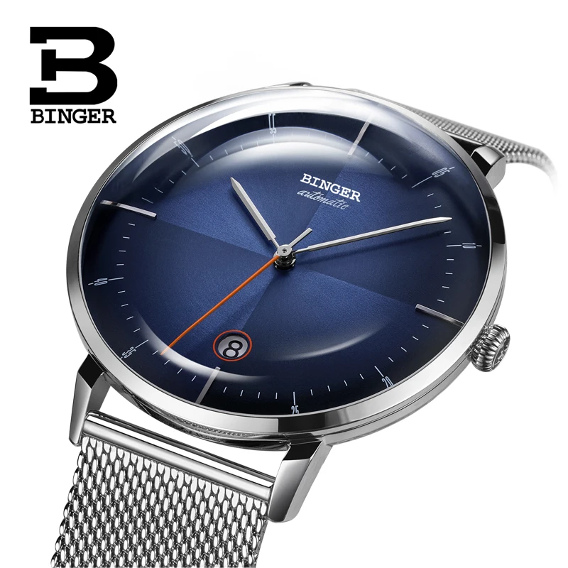 Switzerland BINGER Automatic Watch Men Top brand MIYOTA Movement Mechanical Sapphire Calendar 50m Waterproof Steel Relogio | Наручные