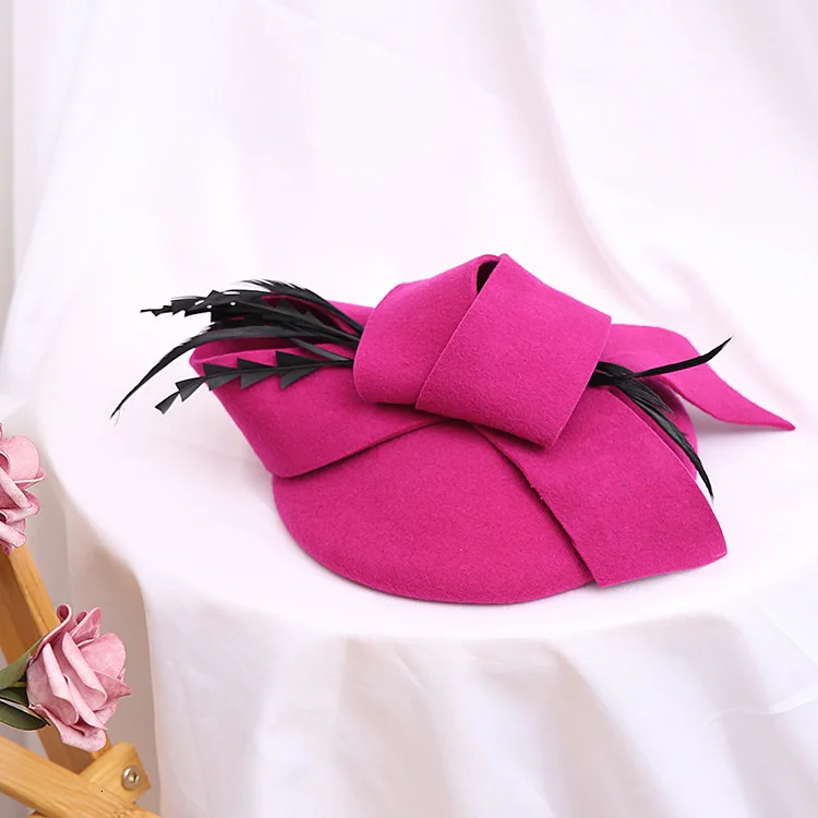 Шляпка женская кружевная с перьями 100% австралийская шерсть фетровая шляпка для