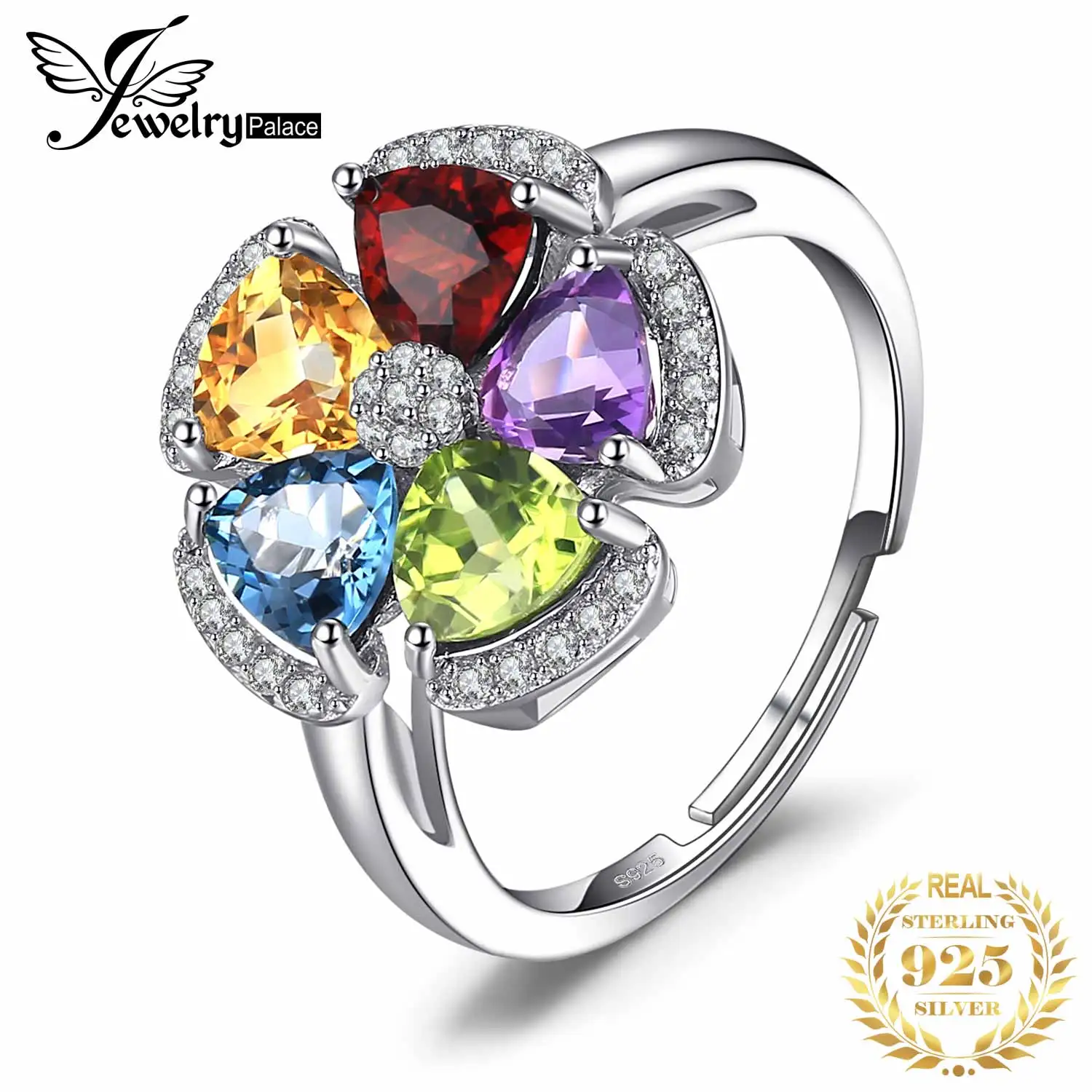 JewelryPalace 2.6ct Подлинная Швейцарский Голубой Топаз Аметист цитриновый гранатовый