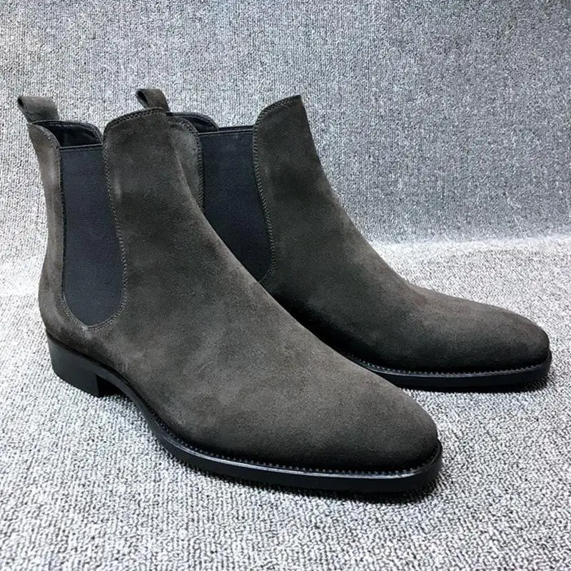 

Men's Handmade New Fashion Faux Deer Velvet Chelsea Pu Boots Yellow Boots Men's Fashion Casual HG380