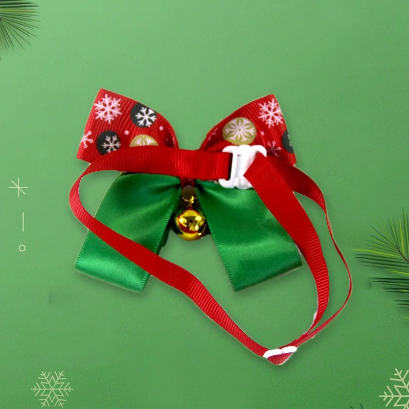 

Christmas Dog Bow Collar Christmas Pet Bell Bow Tie Dog Cat Collar Puppy Bowknot Bell Collars With Christmas Hat Headwear