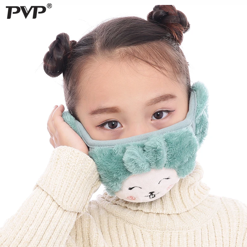 Модная зимняя теплая маска для рта 2 в 1 с режимом PVP наушники мультяшный