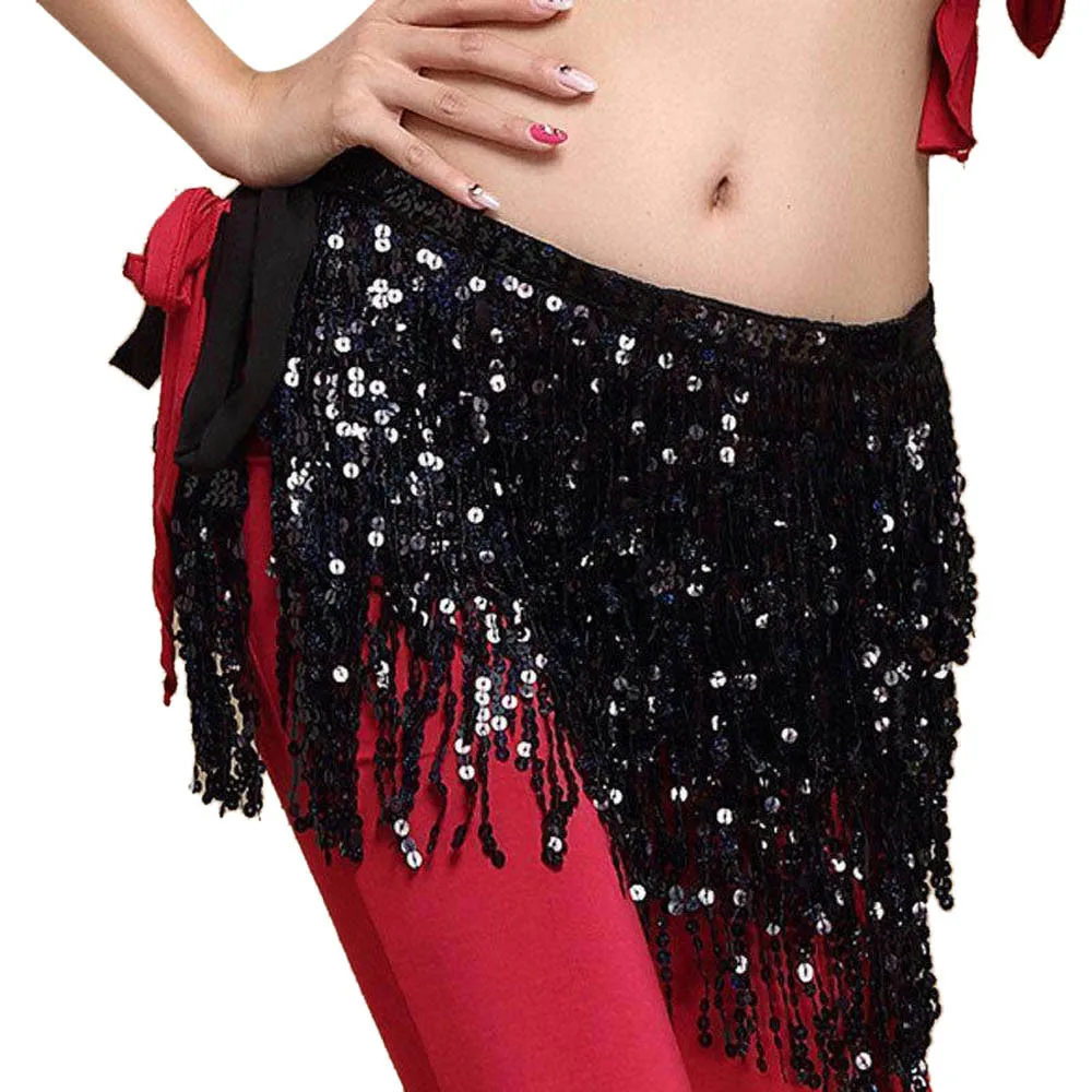 

#5 Sequin Skirts Women Sequin Belly Dancer Costume Tassel Wrap Skirt Club Mini Skirt Summer Women's Clothing