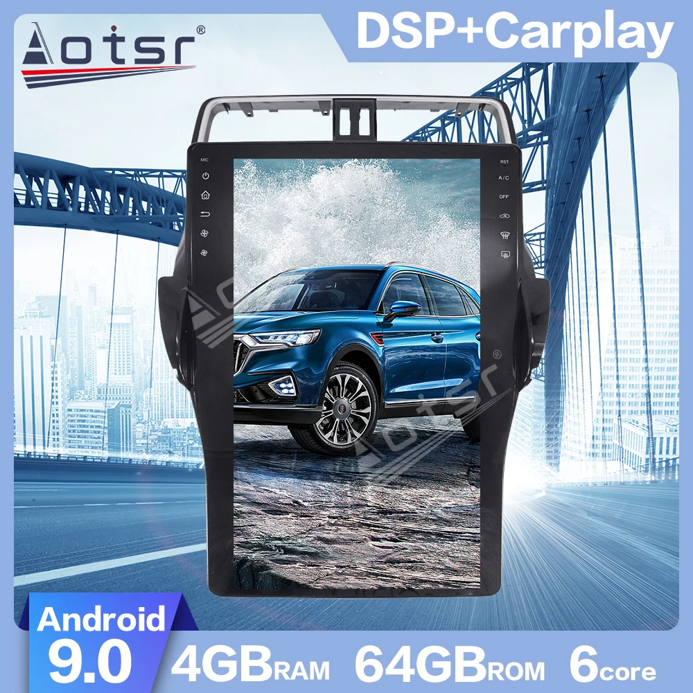 AOTSR Android 9 0 Tesla style PX6 DSP Автомобильный GPS навигатор для TOYOTA LAND CRUISER Prado 150 2018-2020 Carplay