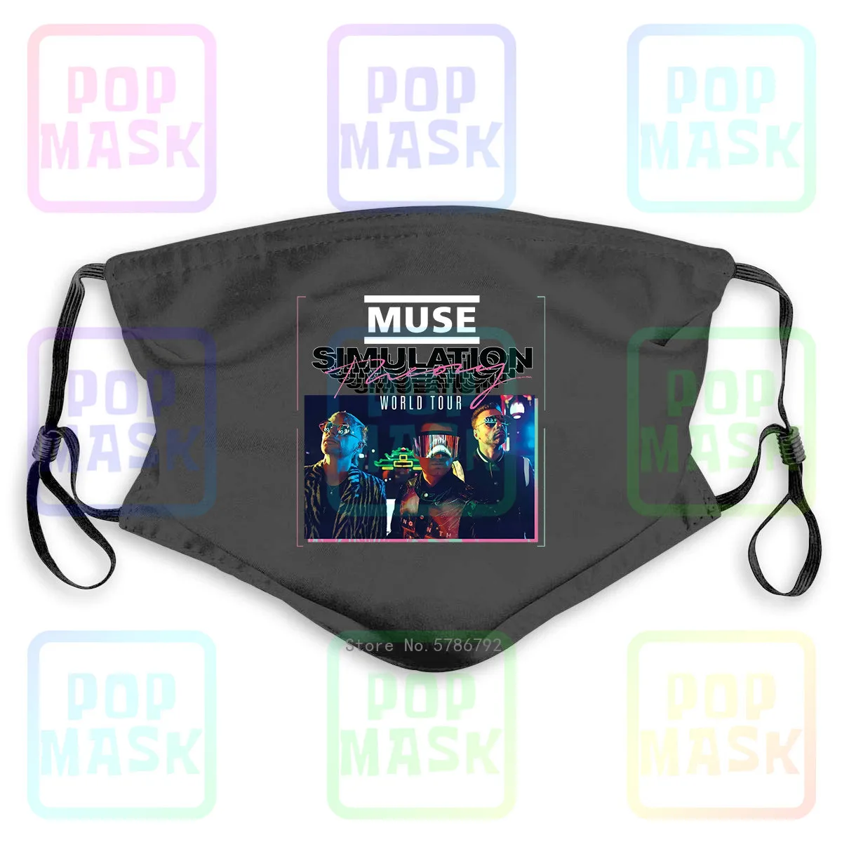 Моющаяся многоразовая маска Muse Theory World Tour 2019 с 2 фильтрами PM2.5 5 слоев | Аксессуары